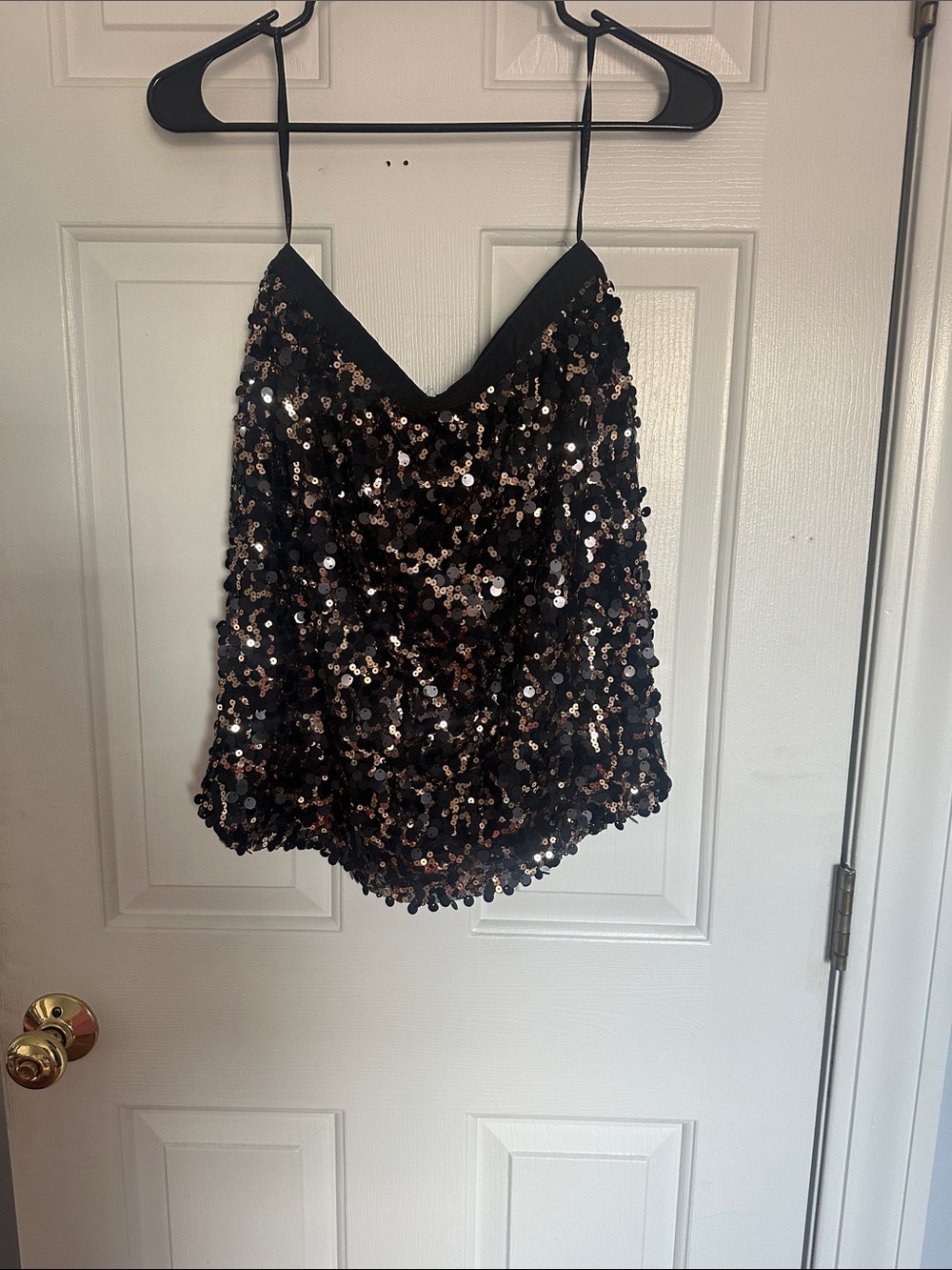 Sequin Black Mini Skirt with Rose Gold Accents